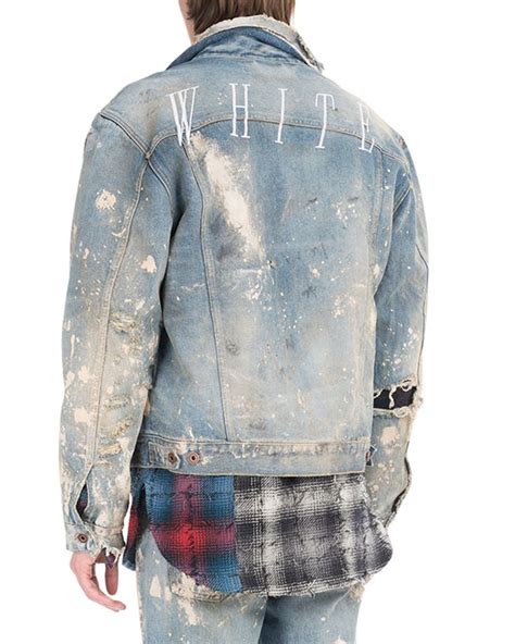 off-white painted-splatter oversized denim jacket replica|paint splattered jeans for men.